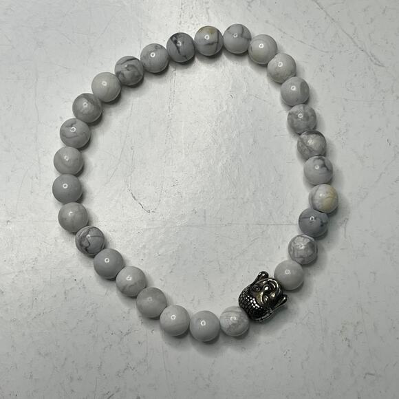 Set of beaded bracelets stretch easy on and off white green blue peachy pink - Picture 6 of 16